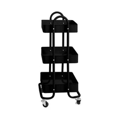 Levede 3 Tiers Kitchen Trolley Cart Black-1954802728345669633