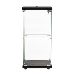 Stacked Display Cabinet Collection Storage Tempered Glass 2 Tier With Lock Black-1954802399617093633