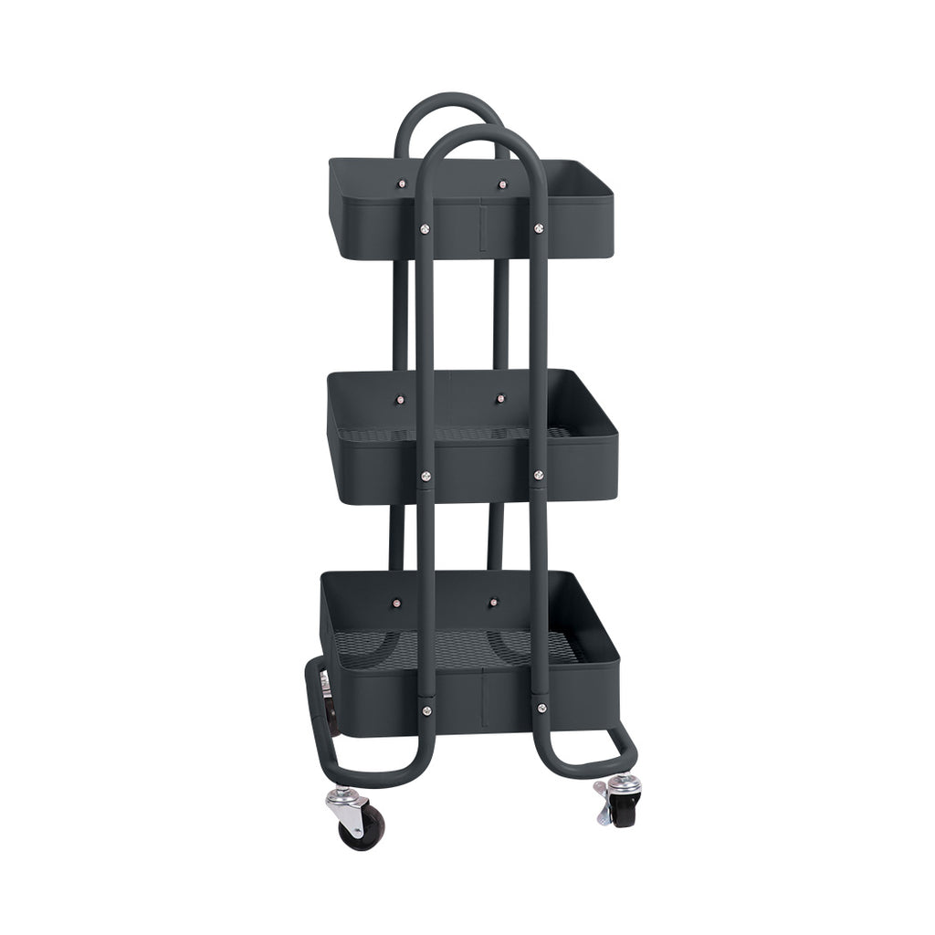 Levede 3 Tiers Kitchen Trolley Cart Grey-1954802728517636097
