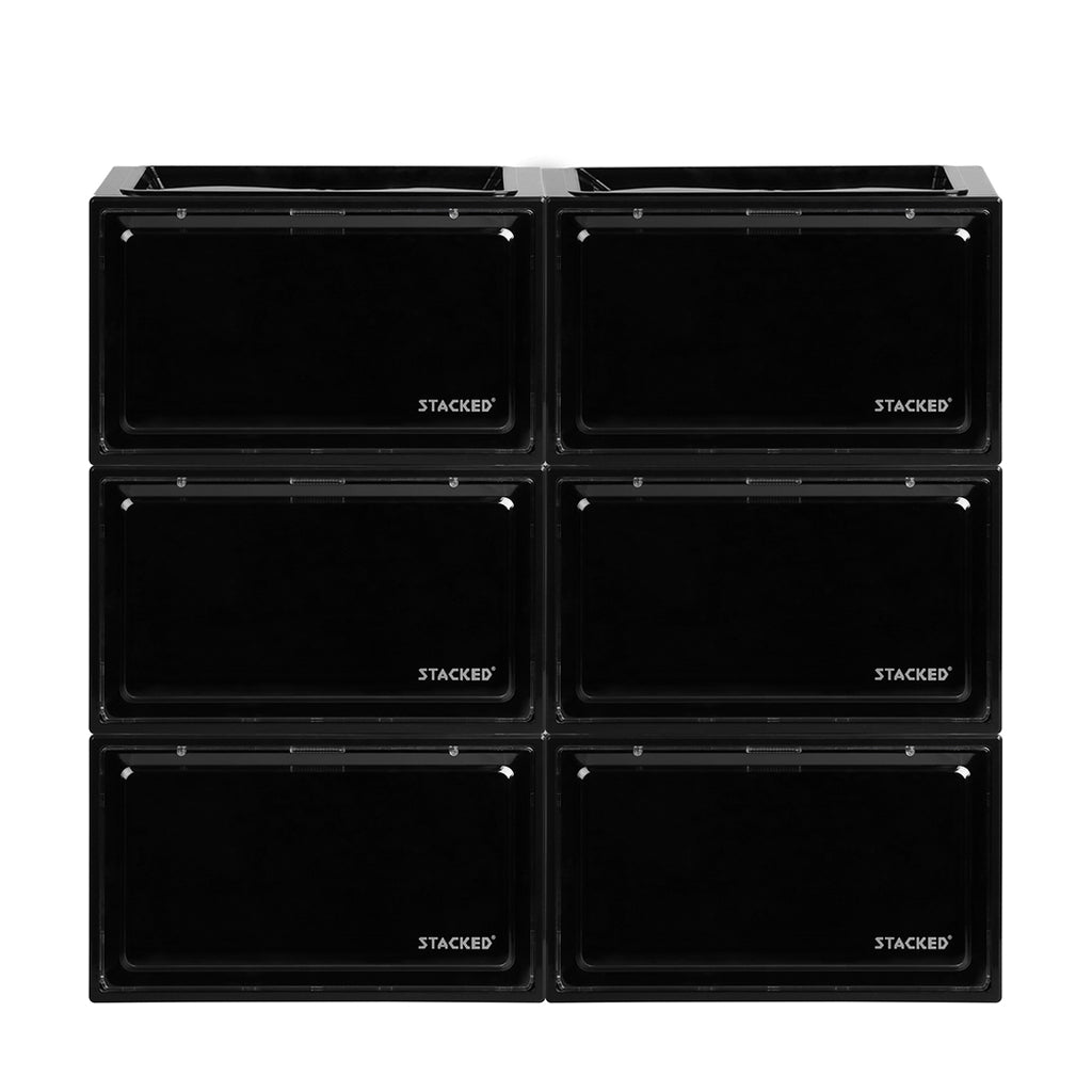Stacked Shoe Box Acrylic Sneaker Display 6PC Black-1954802597328195585