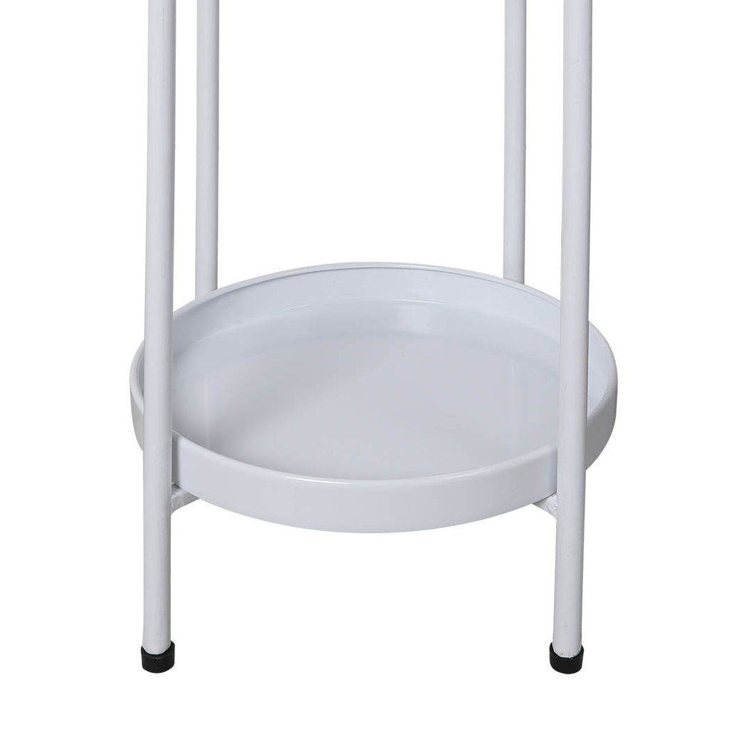 Levede 2 Tiers Plant Stand Metal Flower White Medium-1954802666353856513