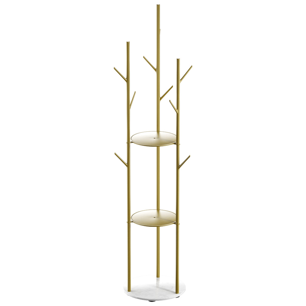 Levede Coat Rack Clothes Stand 8 Hook Organizer Gold-1954803015403835393