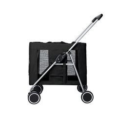 PaWz Pet Stroller Dog Cat Cage Carrier Black-1954802512892661761