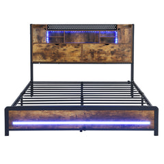 Levede Double Bed Frame Storage Headboard Industrial-1954802449265070081