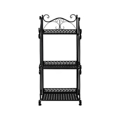 Levede Plant Stand 3 Tiers Outdoor Indoor Black-1954802667826057217