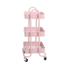 Levede 3 Tiers Kitchen Trolley Cart Pink-1954802728702185473