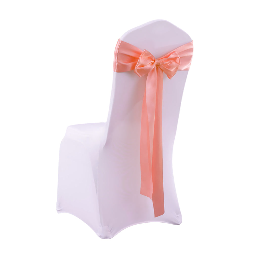 20x Satin Fabric Chair Sashes Cloth Coral-1954802692949938177