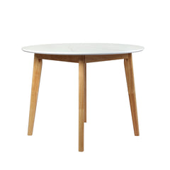Levede Dining Table Round Rubberwood Base 100cm White 100 CM-1954802999041855489