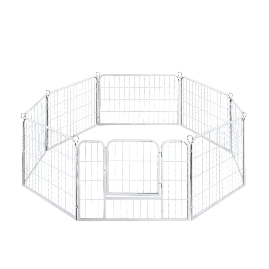 PaWz 8 Panel 24'' Pet Dog Playpen Puppy White 24 inch-1966287384542842881