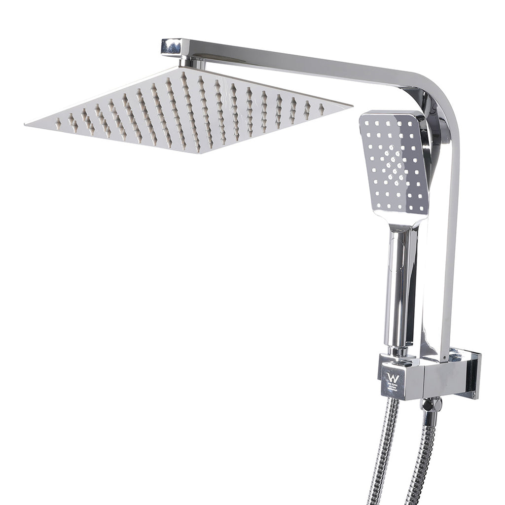 High Pressure Shower Head Set Rain Square Silver-1954802745596841985