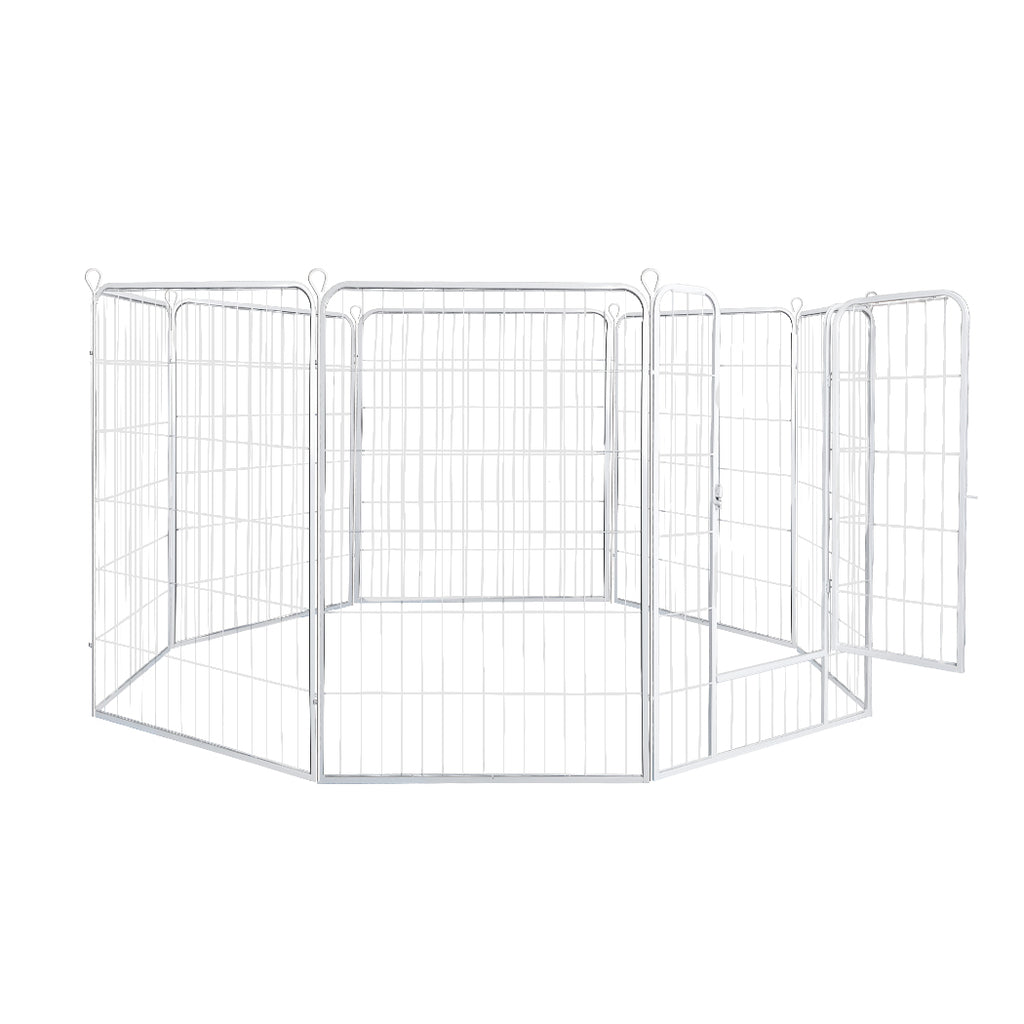 PaWz 8 Panel 48'' Pet Dog Playpen Puppy White 4kg chicken-1966287385125851137