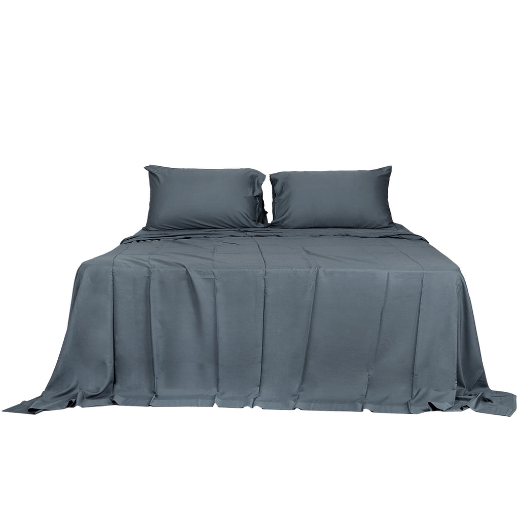 Dreamz 4pcs Double Size 100% Bamboo Bed Sheet Set in Charcoal Colour-1954802918817402881