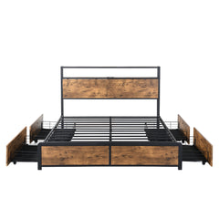 Levede Double Bed Frame RGB LED 4 Drawers USB-1954802376900743169