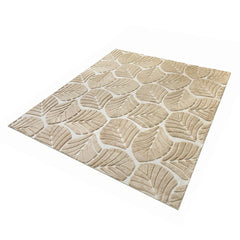 Marlow Floor Rug Soft Embossed Carpet Non Slip Plush Shaggy Rugs Leaf Pattern-1954802391215902721
