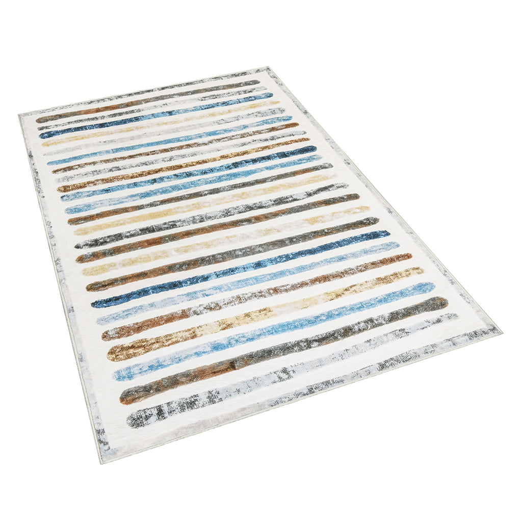 Marlow Floor Rug Short Pile Washable Carpet Soft Plush Non Slip Stripe 200x290-1954802390108606465