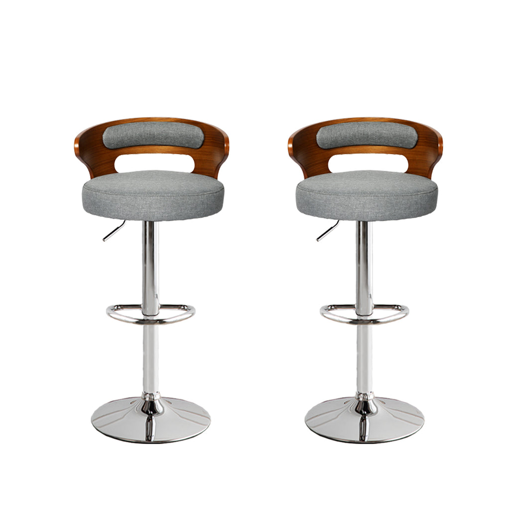 Levede 1x Kitchen Bar Stools Gas Lift Grey Silver-1954802951906267136