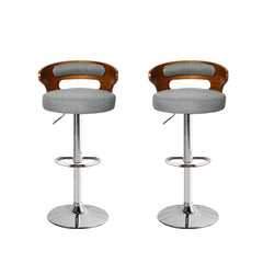 Levede 1x Kitchen Bar Stools Gas Lift Grey Silver-1954802951906267136