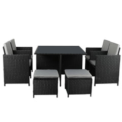 Levede 9PCS Outdoor Table Chair Set-1954802883304230913