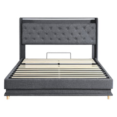 Levede Double Bed Frame Gas Lift LED Light-1954802406353145857