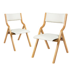 Levede 2x Dining Chairs Foldable PU Beige-1954802992888811521