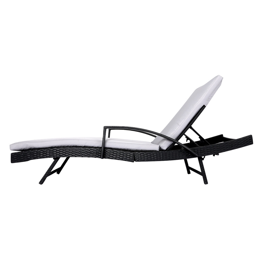 2PCS Levede Sun Lounger Wicker Lounge Grey-1954802878837297153
