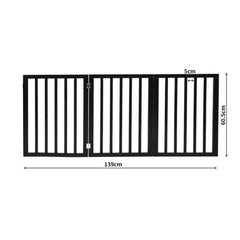 PaWz 3 Panels Wooden Pet Gate Dog Fence Black 139CM-1954802528155734018