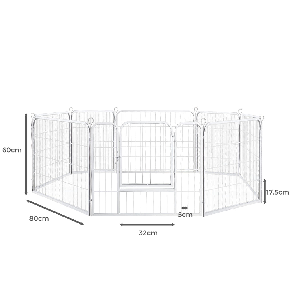 PaWz 8 Panel 24'' Pet Dog Playpen Puppy White 24 inch-1966287384542842882