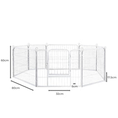 PaWz 8 Panel 24'' Pet Dog Playpen Puppy White 24 inch-1966287384542842882