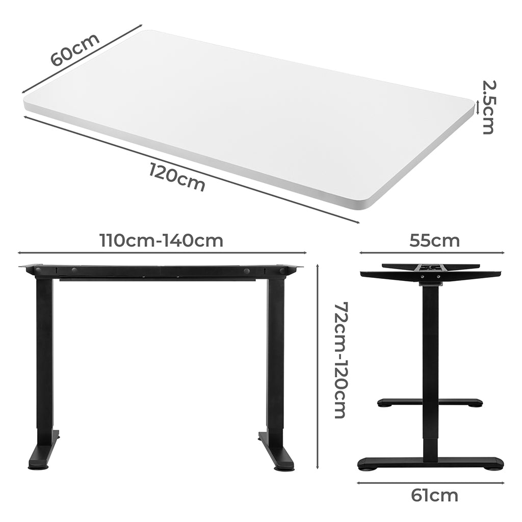 Levede Motorised Standing Desk Adjustable 120cm White 800x 1.5MM-1954803016272056322