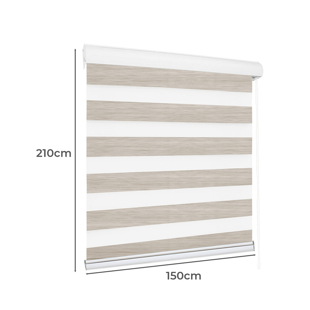 Marlow Blackout Zebra Roller Blind Curtains 150x210 Beige-1954802973397880834