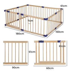 BoPeep Kids Playpen Wooden Baby Safety Large-1954802777876205570