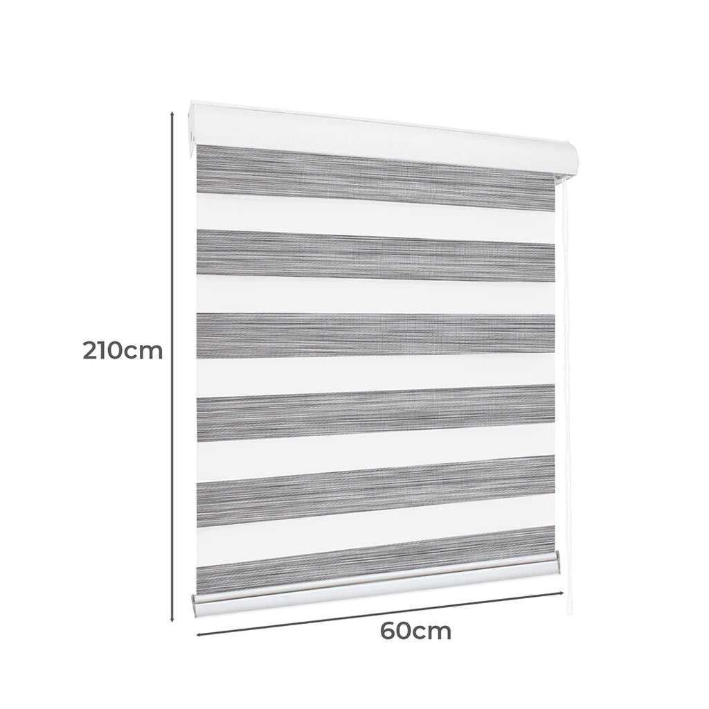 Marlow Blackout Zebra Roller Blind Curtains 60x210 Grey-1954802974454845442