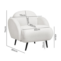 Levede Sofa Chair Fleece Upholstered Single White-1954802386753163266