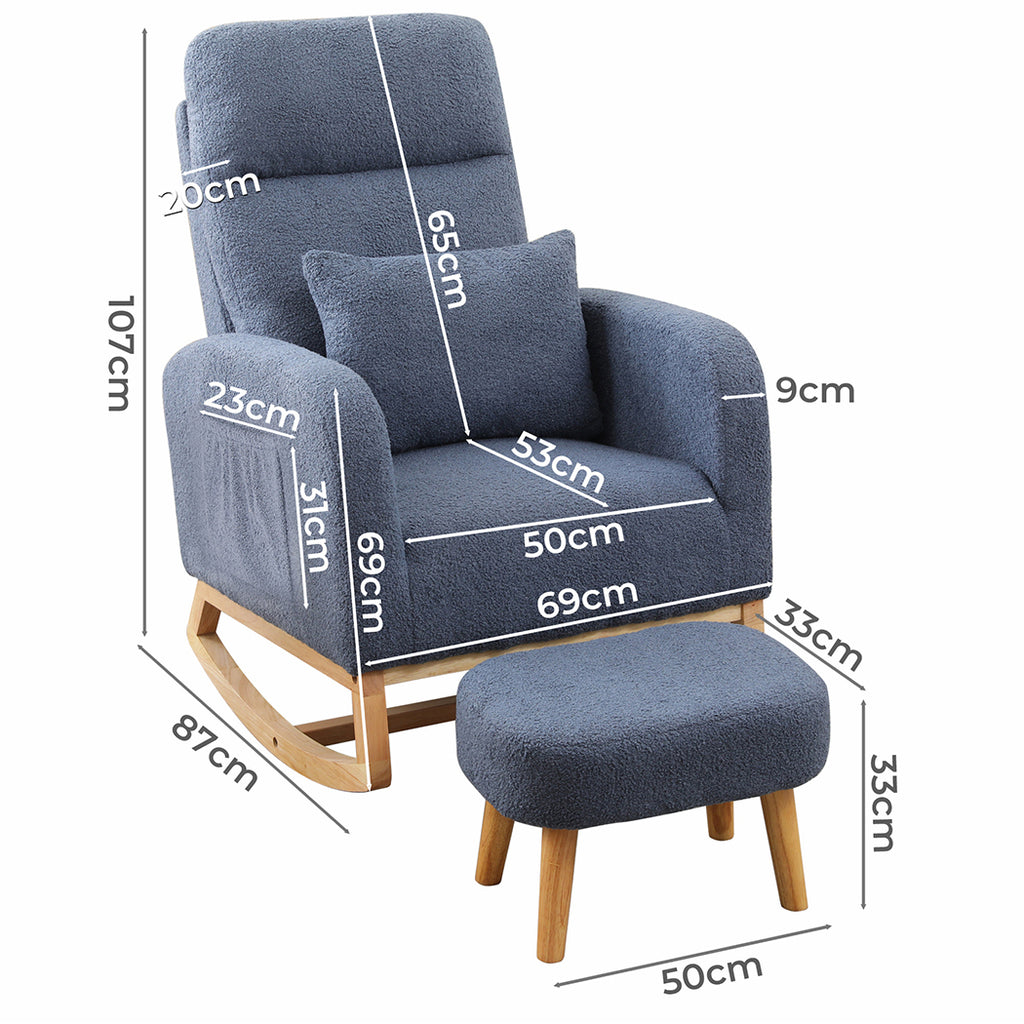 Levede Rocking Chair Ottoman Footrest With Side Pocket-1954802459599835138