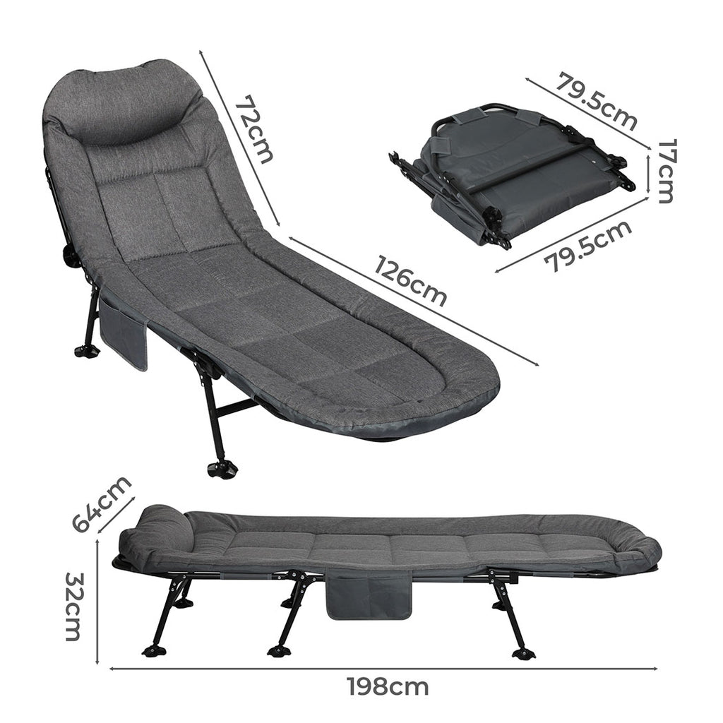 Levede Folding Camping Bed Camp Cots Dark Grey-1954802423948251138