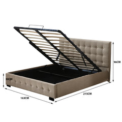 Levede Fabric Bed Frame Queen Tufted Beige-1954802922814574594