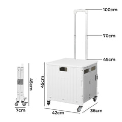 Folding Shopping Trolley Cart Portable Beige-1954802609462317058