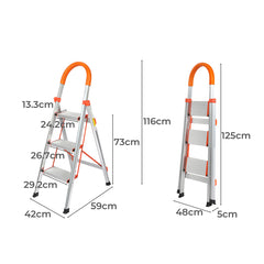 Traderight 3 Step Ladder Folding Aluminium-1954802742862155778