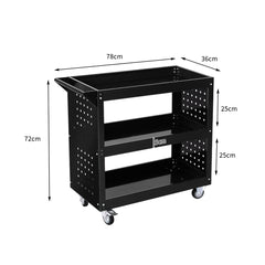 Traderight Tool Trolley Cart 3Tier Toolbox Black-1954802749614985218