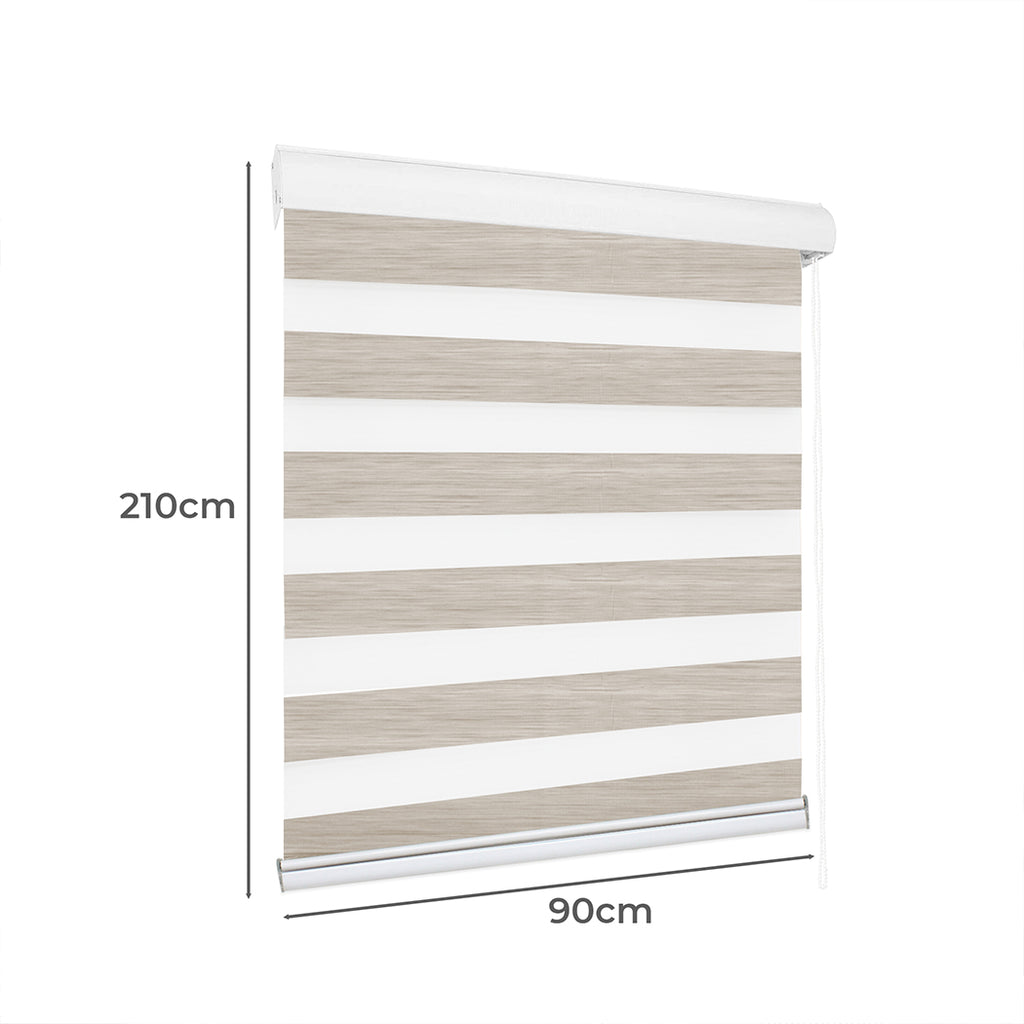 Marlow Blackout Zebra Roller Blind Curtains 90x210 Beige-1954802975117545474