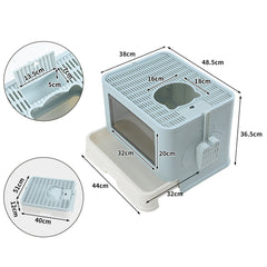 PaWz Foldable Cat Litter Box Tray Enclosed Blue-1954802552847601666
