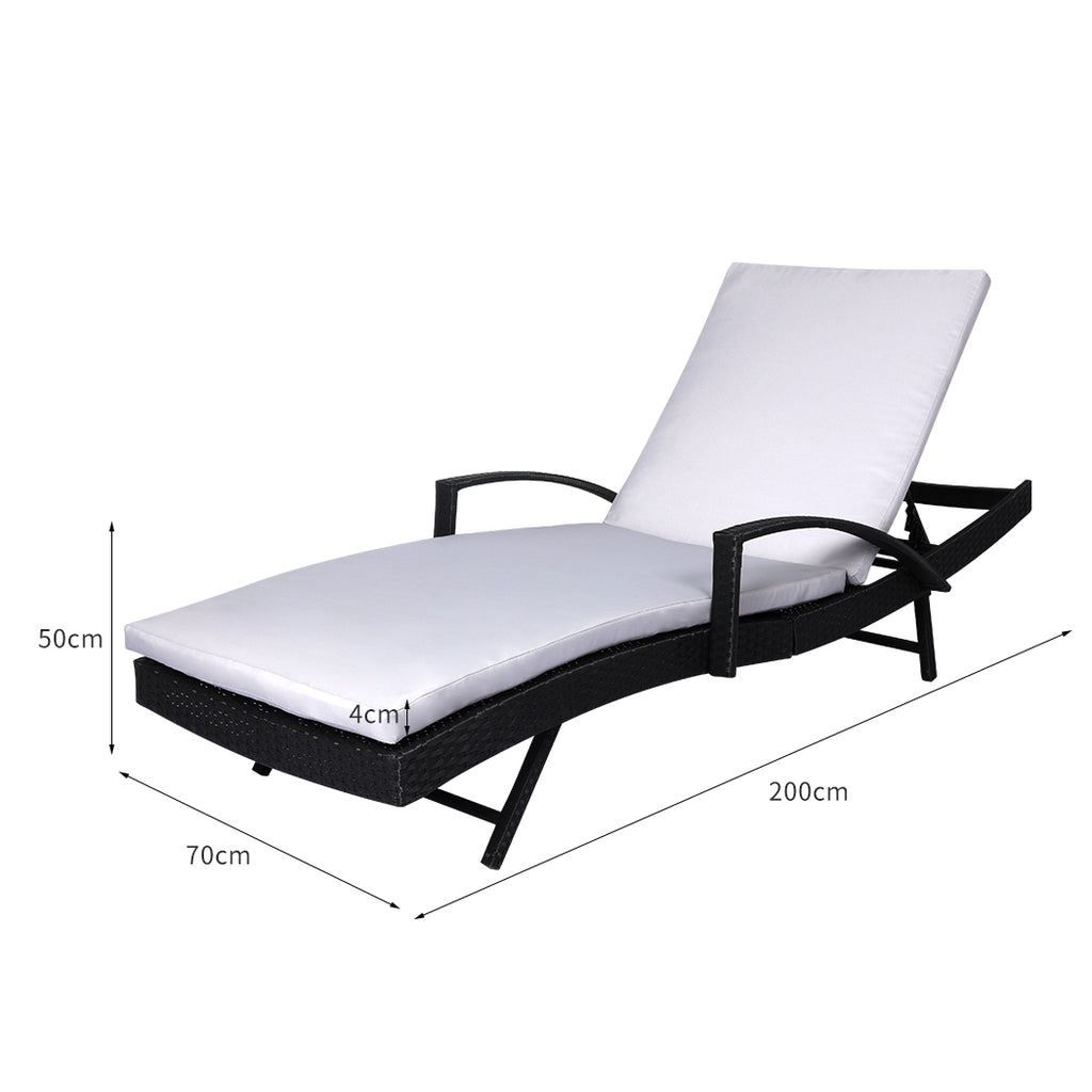 Levede Sun Lounger Wicker Lounge Outdoor Grey-1954802878652747778