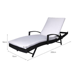 Levede Sun Lounger Wicker Lounge Outdoor Grey-1954802878652747778