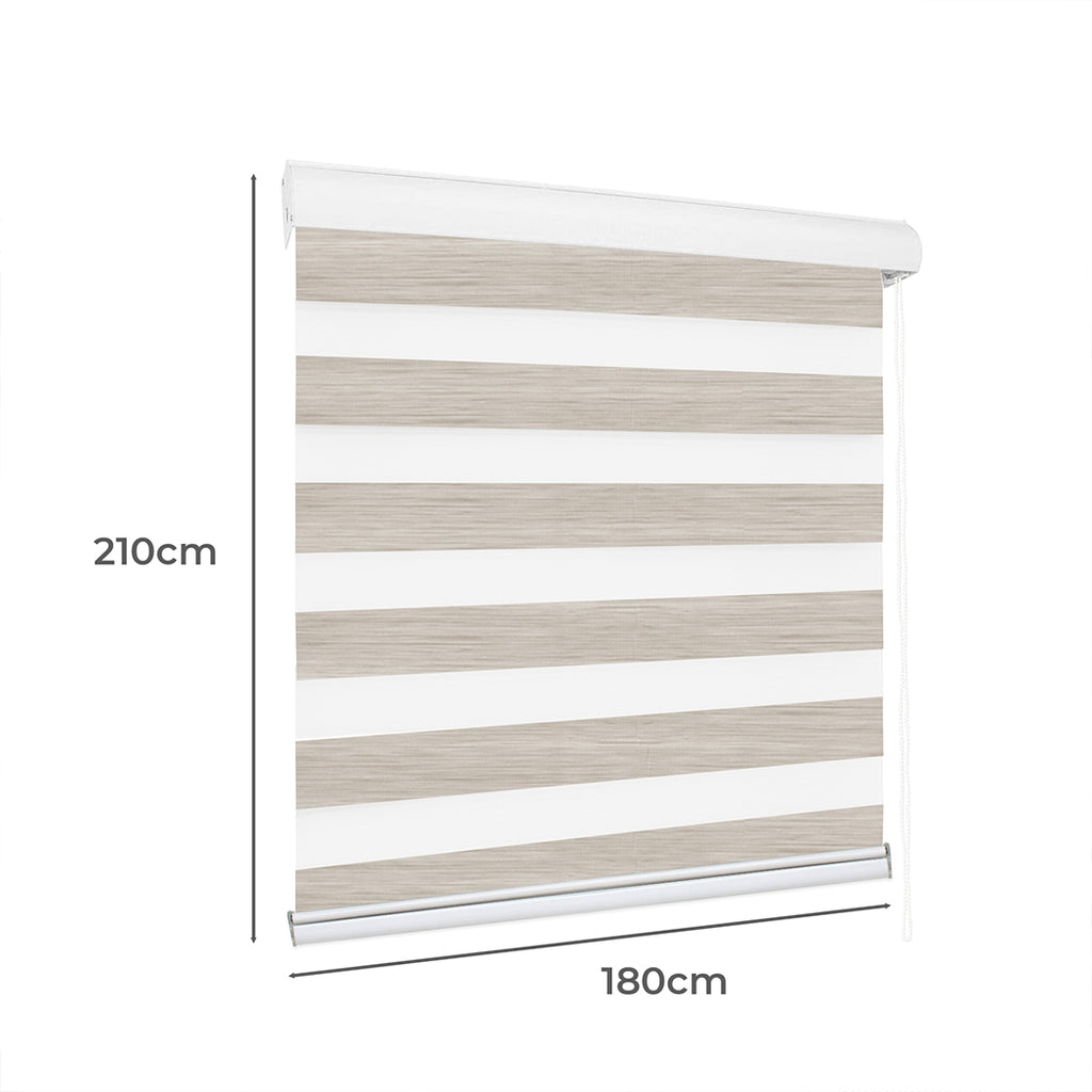 Marlow Blackout Zebra Roller Blind Curtains 180x210 Beige-1954802973817311234