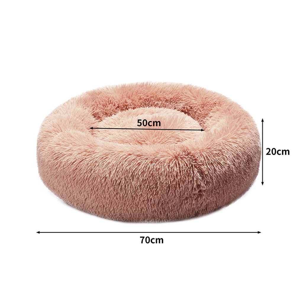 PaWz Pet Bed Cat Dog Donut Nest Calming L Pink Large-1954802759899418626