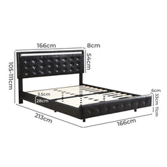 Levede  Floating Bed Frame Queen with Headboard LED Lights Mattress Base-1954802377370505218