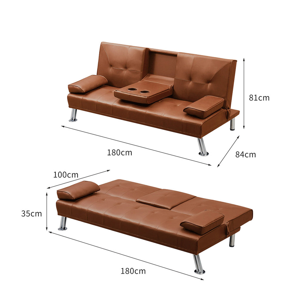 Levede Sofa Bed Adjustable Recliner Brown-1954803010827849730