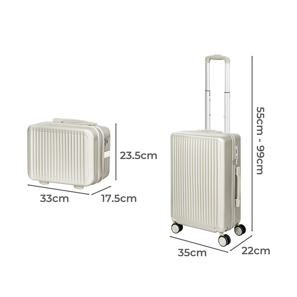 Slimbridge Luggage Suitcase Trolley White 2pc 14
