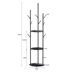 Levede Coat Rack Clothes Stand 8 Hook Organizer Black-1954803015181537282