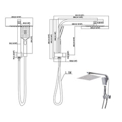 High Pressure Shower Head Set Rain Square Silver-1954802745596841986